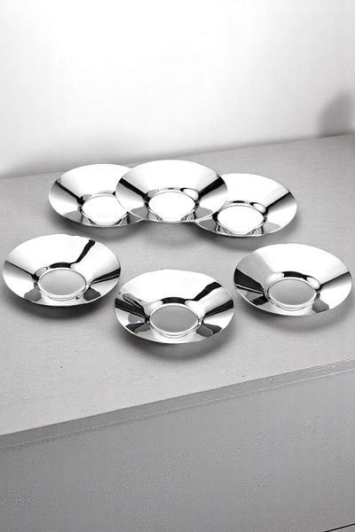 Mirilliahome 18/10 Stainless Steel Tea Plate Set – 6-Piece Tea Coaster with Glossy Surface