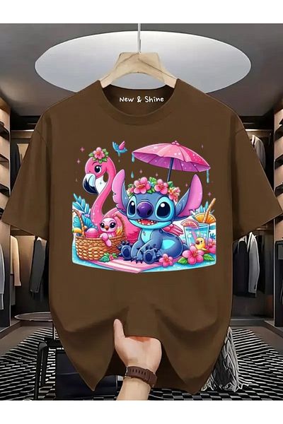 New Shine Stitch Printed Large Size Oversize T-Shirt
