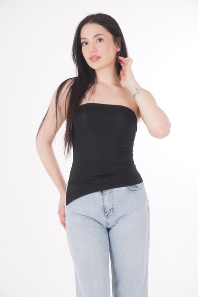 CHAURA Asimetrik Yırtmaçlı Crop Bluz