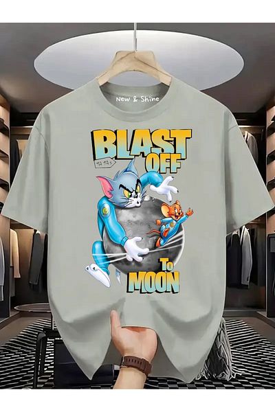 New Shine Μπλουζάκι με στάμπα με στάμπα Blast Off To Moon Tom and Jerry