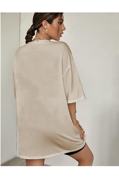 memowear Μπλουζάκι Unisex Core Printed Relaxed Cut Beige T-shirt