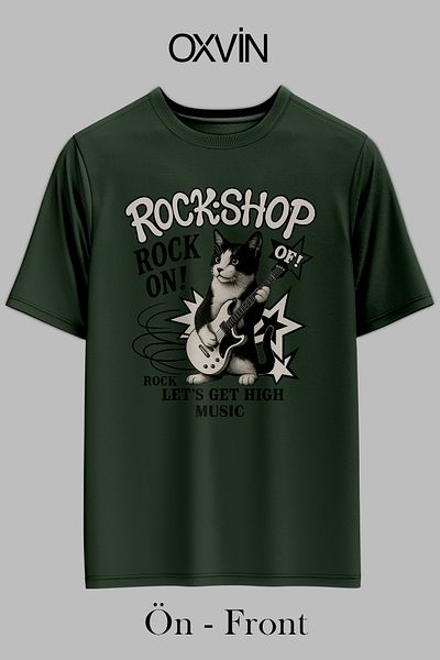 OXVİN ROCK-SHOP ROCK ON εμπριμέ OVERSIZED Unisex T-shirt (ΧΑΛΑΡΗ ΕΦΑΡΜΟΓΗ)