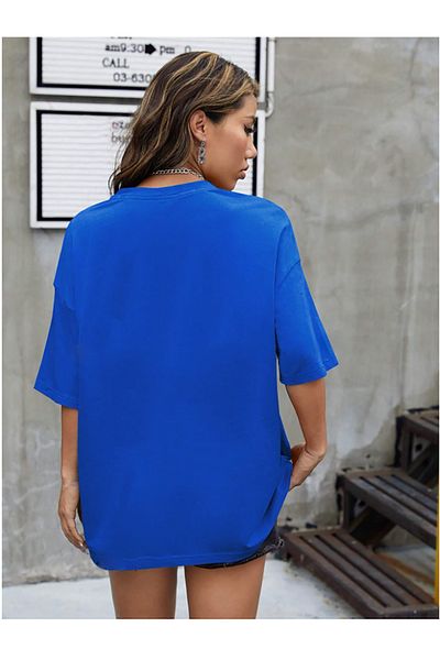 yueswear Unisex Oops! Tricou cu imprimeu relaxat Sax-Blue