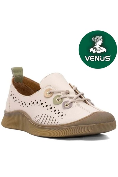 Venüs Pera Genuine Leather Orthopedic Women's Casual Shoes Beige
