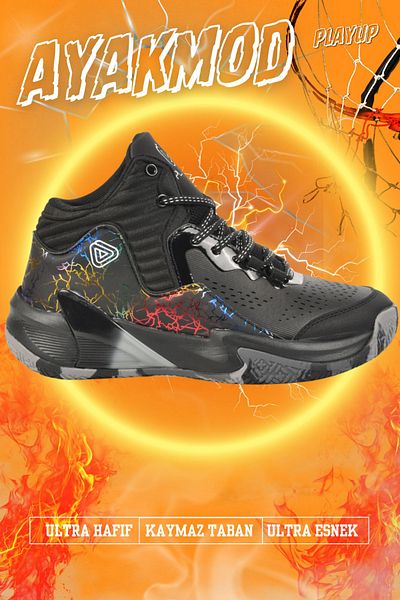 AYAKMOD Μαύρο παπούτσι μπάσκετ Unisex GS-251-522 G