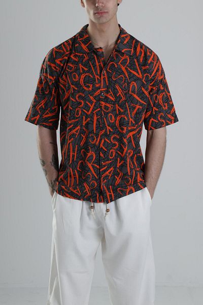 COCOPELLI Orange Graffiti Patterned Shirt