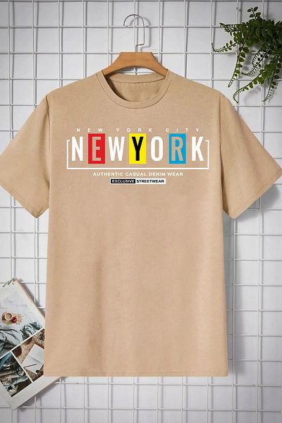 ciwi&life Μπλουζάκι Unisex New York με χαλαρή εφαρμογή μπεζ