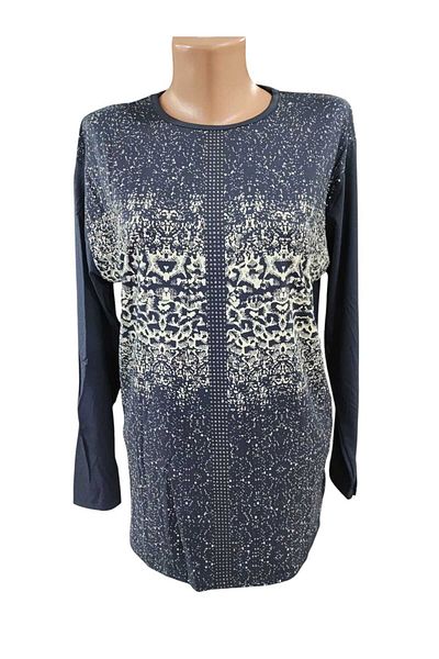 Sel Tekstil New Season Women's Large Size Crew Neck Printed Mother Combed Cotton
