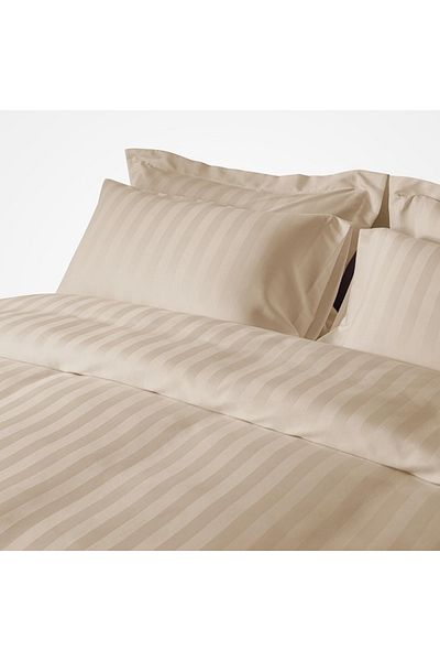 smart home 100% cotton double hotel bed sheet, 7 pieces, with removable filling, hotel stripes design - 240 x 260 cm