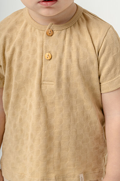 bombe Baby Kids Cream Cotton Shorts 2-Piece Set Trend Fashion Bottom Top Set