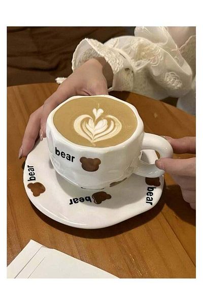 Generic Ceramic Mug with Bear Head Design