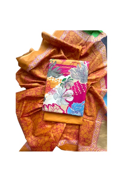 MAJESTIC STYLE FASHION Unstitched Premium Lawn Collection with Cotton Dupatta-3Ps set