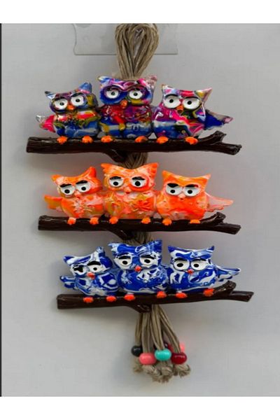 Coffee Moni Bimbambom Colorful Owl Wall Ornament, Decorative Garden Balcony Ornament