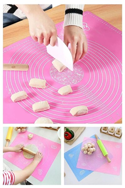 Carat Home Silikon Ölçekli Hamur Açma Matı Baklava Börek Ekmek Mantı Erişte Hamuru Yoğurma Matı