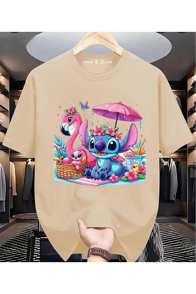 New Shine Stitch Printed Large Size Oversize T-Shirt