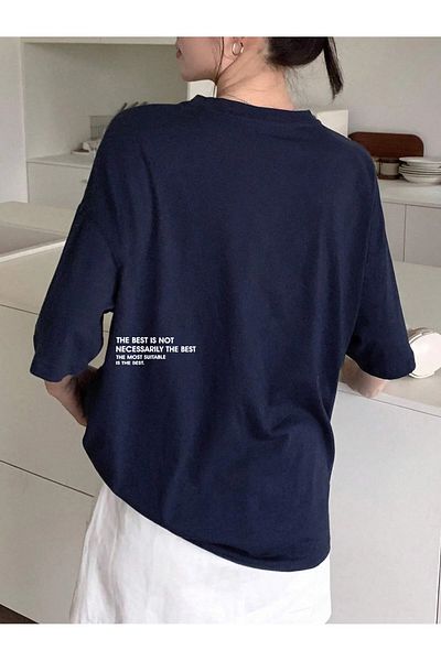 ciwi&life Unisex The Happiest printed μπλουζάκι με χαλαρή εφαρμογή Navy Blue