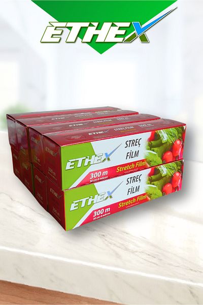 Ethex Pvc Food Streci 30 cm X 300 m – Sliding Blade, Boxed (8 Pieces)