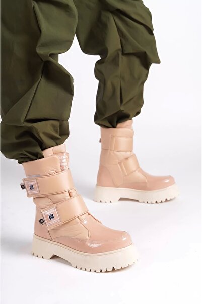 Omarı حذاء ELISA Velcro Parachute Fabric مصنوع من الجلد اللامع للنساء TT - جلد