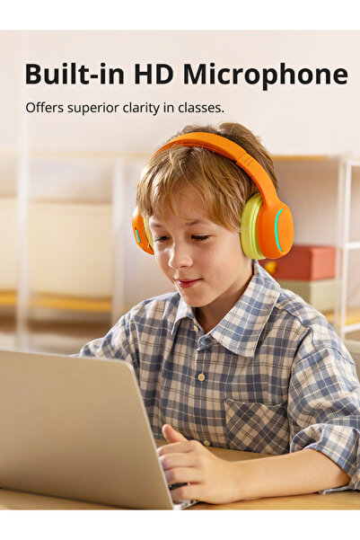 Tronsmart KH03 Kids ANC Bluetooth Headphones, Volume Control Wireless Headphones 70H Playtime Orange