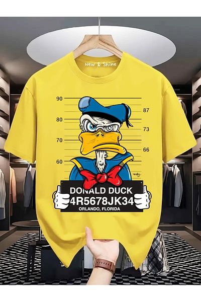 New Shine Donald Duck Printed Large Size Oversize T-Shirt