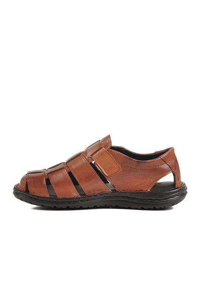 Aspor Tan Velcro Men's Flat Sandals
