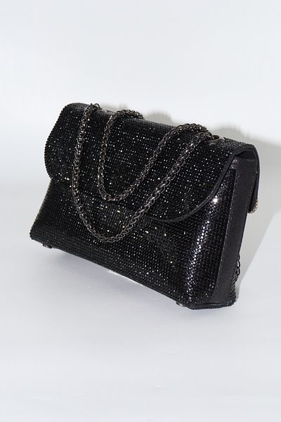 KEEBA Black Evening Bag with Stones. Women's Black Evening Dress Stone Bag. Wedding Graduation Portfolio Clutch Invitation Bag