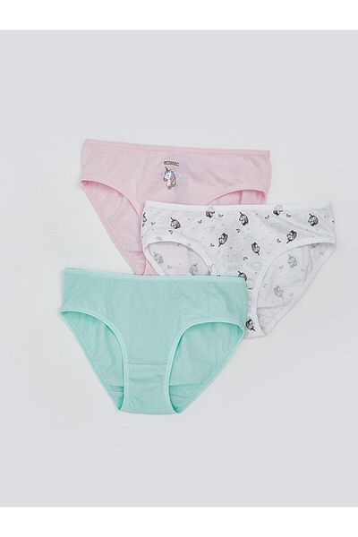 LC Waikiki Lcw Kids Girls' Combed Cotton Panties with Elastic Waist 3-Piece (S5)