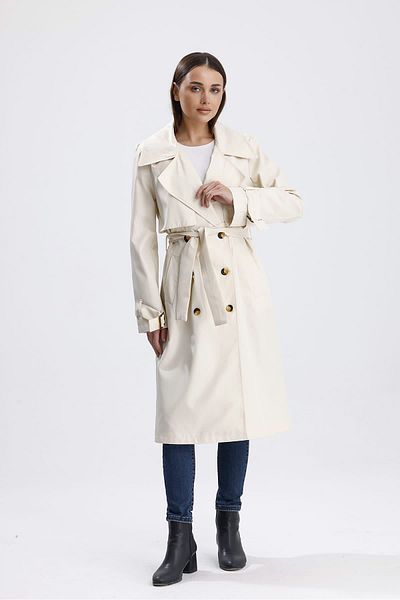 Parille Ecru Classic Belted Lined Trench Coat