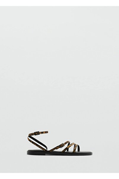Mango Teen Animal Print Striped Sandals