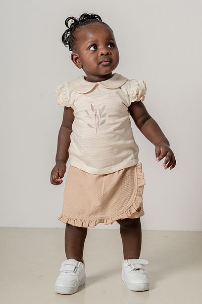 bombe Baby Kids Mink Baby Collar Cotton Shorts Set of 2 Trend Fashion Bottom Top Set