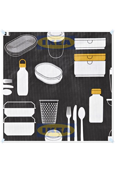 IKEA Fladdrig Gray Patterned Meal Carry Bag, Lunch Box, Meal Bag, 25X16X27 cm