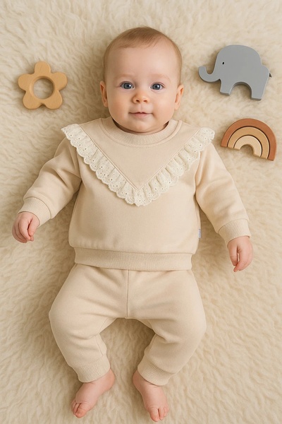 Babydonat Scallop Detailed Cotton 2-Piece Baby Girl Set