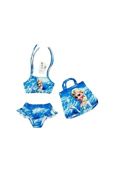 Bebetopya Set de costume de baie pentru fetiță cu personaj Disney și geantă de plajă