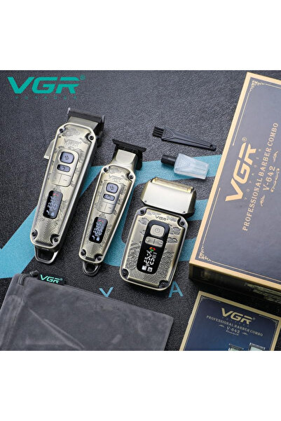 farissu VGR V-642 profesyonel saç sakal ense +sıfır yanak  3lü combo set