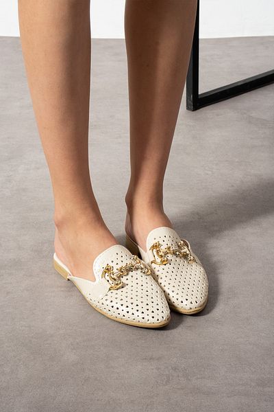 Jackers Women's Skin Laser Perforated Buckle Detailed Indoor and Outdoor Slippers