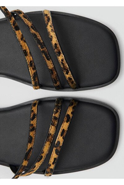 Mango Teen Animal Print Striped Sandals
