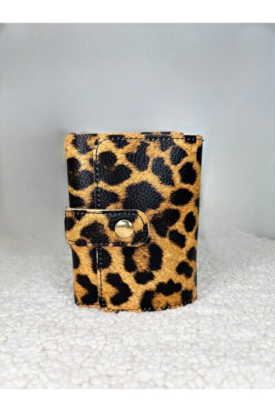 şeffafavm Deri leopar desenli cüzdan
