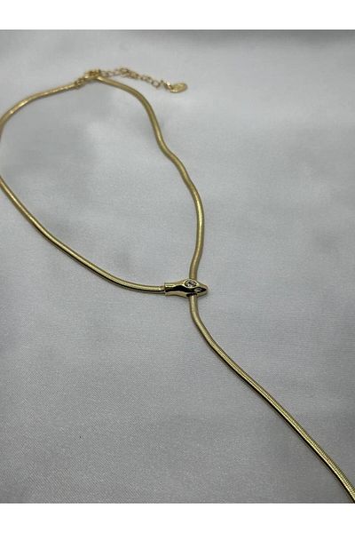 lysiaaccessory Steel Gold Snake Y Model Pendant Necklace