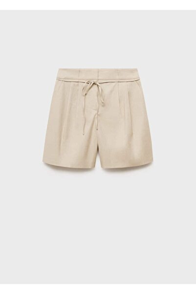 MANGO Woman Keten şortlar kemer fiyonklu