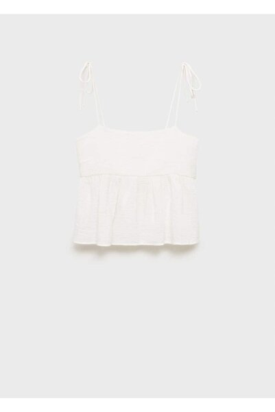 MANGO Woman Volanlı pamuklu bluz