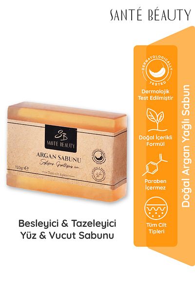 SANTE BEAUTY صابون العناية والوجه والجسم بزيت الأرغان الطبيعي المغذي والمنعش 150 جرام