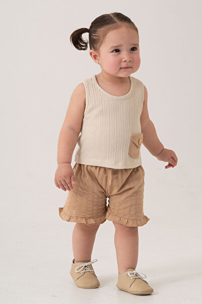 bombe Baby Kids Natural Cotton Shorts 2 Piece Set Trend Fashion Bottom Top Set
