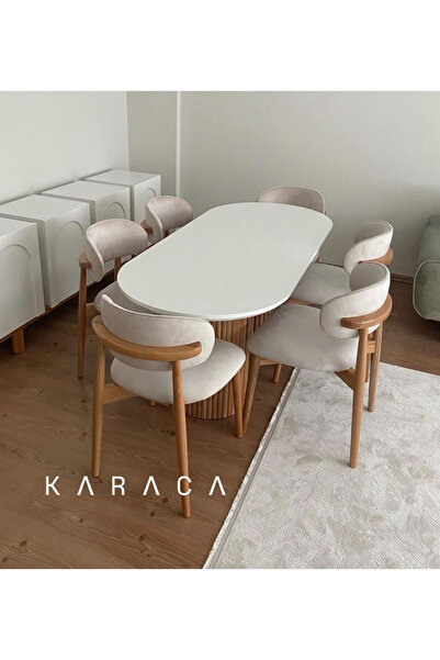 holzwelt Bohem Masa Takımı Ahşap Masa Takımı 6 Kişilik Masa Sandalye Takımı İ...