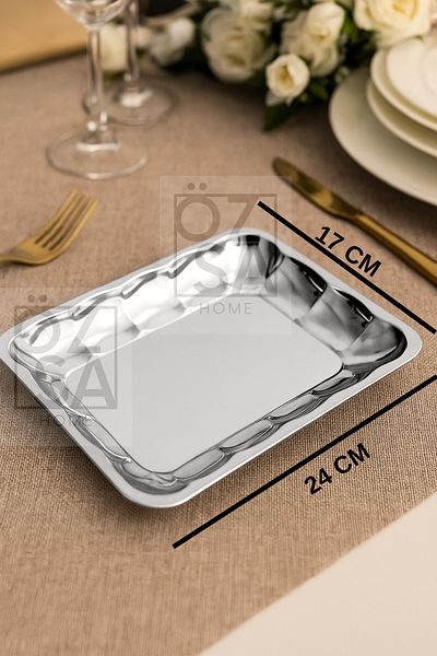 ÖzSa Home 3Pcs Stainless Steel Rectangular Boat Plate Fruit Salad Plate Presentation Bowl