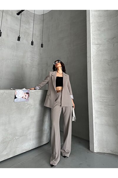 MYGİYİMİSTANBUL Blazer Jacket wide leg Pants Set