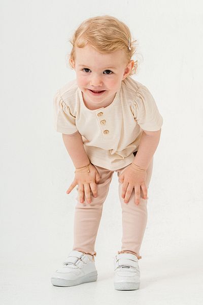 bombe Baby Kids Powder Cotton Leggings 2-Piece Set Trend Fashion Bottom Top Set