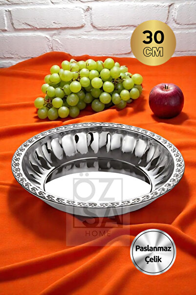 ÖzSa Home Lüx Çelik Salata Meyve Tabağı Salata Kasesi Mısır Kasesi 30 Cm