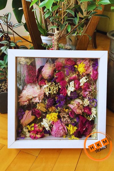 Verda Çerçeve 25x25 Cm Rama de memorie albă adâncă - Cutie de trandafiri cu ramă de memorie adâncă de 6 cm! Hkm Comerț