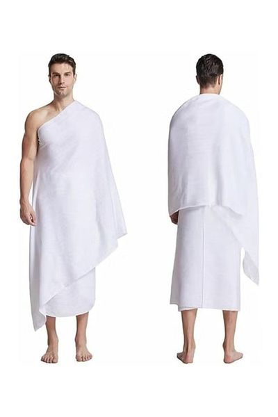 FULLJOY Two-piece Ihram for Hajj and Umrah for religious rituals for men, white
