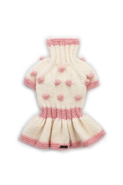 fouramour Krem-pembe El Yapımı Fırfırlı Popcorn Desenli Elbise